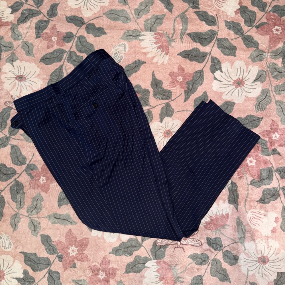 Tommy Hilfiger Dark Blue Striped Dress Pants